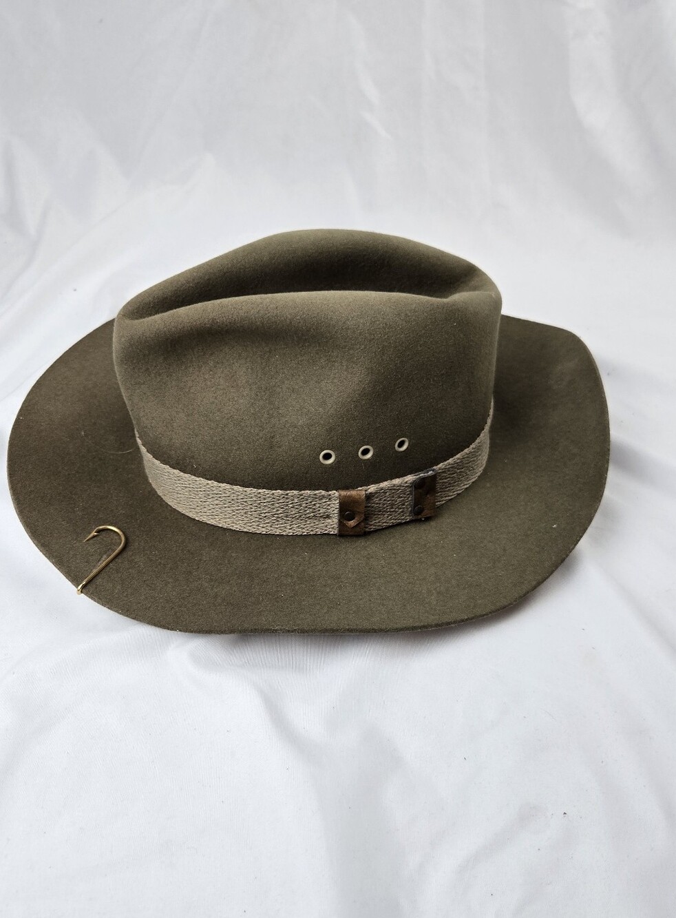 Vintage Bailey Olive Green Men's Wool Fedora Hat with Woven Band S